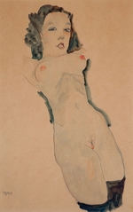 Schiele, Egon - Reclining Nude with Black Stockings