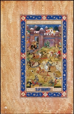 Indian Art - Nariman Kills the Son of the Khaqan of China. From The Garshaspnama epic by Asadi Tusi