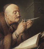 Dou, Gerard (Gerrit) - Scholar sharpening a quill pen
