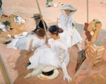 Sorolla y Bastida, Joaquín - Under the awning, on the Beach at Zarautz