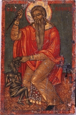 Greek icon - Saint Charalambos with Devil