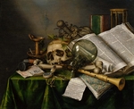Collier, Edwaert - Vanitas. Still Life with Books, Manuscripts and a Skull