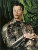 Bronzino, Agnolo - Portrait of Grand Duke of Tuscany Cosimo I de' Medici (1519-1574) in armour