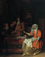 Hooch, Pieter, de - Interior with Two Women and a Man Drinking and Eating Oysters