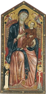 Master of the Magdalen - The Virgin and Child enthroned with Saints Dominic, Martin and two Angels