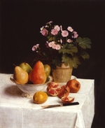 Fantin-Latour, Henri - Still life with primroses and pears