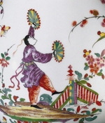 Stadler, Johann Ehrenfried, (School) - Chinese making music in a garden landscape, Detail of a pot