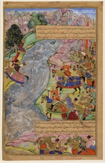 Dharm Das - Jalal al-Din Khwarazm-Shah crossing the rapid Indus river, escaping Chinggis Khan and his army