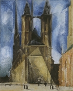 Feininger, Lyonel - The Market Church at Halle at evening-time