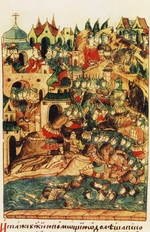 Ancient Russian Art - The Battle of Wesenberg on February 18, 1268 (From the Illuminated Compiled Chronicle)