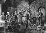 Zemtsov, Alexander Efimovich - Prince Mikhail Vasiliyevich Skopin-Shuisky at the Feast of Count Vorotynsky