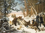 Grashof, Otto - The Tsarevich Alexander Nikolaevich on a Bear hunt on the Outskirts a Moscow