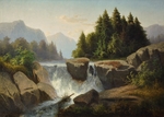 Kosárek, Adolf - Mountain landscape with waterfall