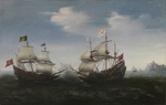 Vroom, Hendrick Cornelisz. - Naval combat against a rocky shore
