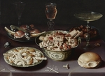 Beert, Osias, the Elder - Still life with sweets, chestnuts and a bread roll
