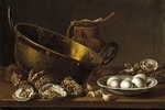 Meléndez, Luis Egidio - Still life with oysters, garlic and eggs