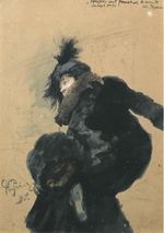Repin, Ilya Yefimovich - Woman in Fur Coat