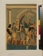 Utagawa, Yoshitomi - Banquet of five nations (Yokohama club)