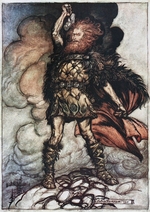 Rackham, Arthur - Donner, your lord, summons his hosts! Illustration for The Rhinegold and The Valkyrie by Richard Wagner