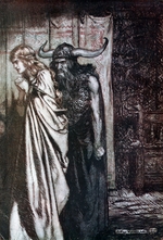Rackham, Arthur - O wife betrayed I will avenge they trust deceived! Illustration for Siegfried and The Twilight of the Gods by Richard Wagner