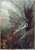 Rackham, Arthur - The frolic of the Rhinemaidens. Illustration for The Rhinegold and The Valkyrie by Richard Wagner
