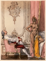 Leroux, Auguste - Casanova with a young North African woman. Illustration for Histoire de ma vie by Giacomo Casanova
