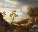 Lievens, Jan - Landscape with an artist who paints a waterfall