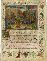 The Spanish Forger - The triumphant entry of Crusaders into Jerusalem. From the Antiphoner Quidcumque ligaveris...
