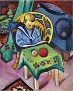 Macke, August - Boy with book and toys