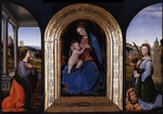 Albertinelli, Mariotto - Enthroned Maria lactans with Saints Catherine of Alexandria and Barbara and her father Dioscurus