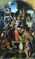 Gandini del Grano, Giorgio - Holy Family with Saint Michael the Archangel and the Devil Contending for Souls, Saint Bernhard and the Angels