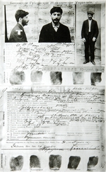 Russian Photographer - The information card on J. Jugashvili (Stalin) from the files of the Tsarist secret police in Baku