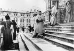 Russian Photographer - Tsar Nicholas II and Tsarina Alexandra Fyodorovna at the Cathedral of Saint Basil the Blessed