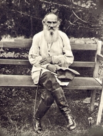 Tolstaya, Sophia Andreevna - Leo Tolstoy on his 75th birthday. Yasnaya Polyana