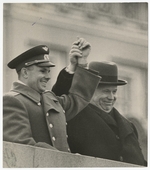 Anonymous - The cosmonaut Yuri Gagarin and Nikita Khrushchev on Lenin's Mausoleum Tribune