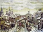 Vasnetsov, Appolinari Mikhaylovich - At the Myasnitskaya Gates of the Bely Gorod of the Moscow in the XVII Century