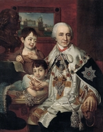 Borovikovsky, Vladimir Lukich - Portrait of Admiral Count Grigory Grigoryevich Kushelev (1754-1833) with children