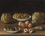 Barbieri, Paolo Antonio - Still life with pears, peaches, figs, a melon, cabbage and marrow