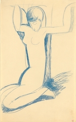 Modigliani, Amedeo - Kneeling Blue Caryatid