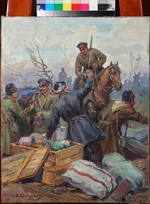 Kolesnikov, Stepan Fyodorovich - The distribution of Easter presents at the front
