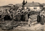 Vladimirov, Ivan Alexeyevich - A religious cholera procession in rural Russia (from the series of watercolors Russian revolution)