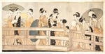 Utamaro, Kitagawa - On top and beneath Ryogoku Bridge
