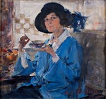 Feshin (Fechin), Nicolai Ivanovich - Tea in Santa Monica (Portrait of Mrs Krag)