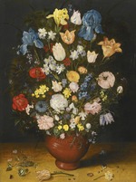 Brueghel, Jan, the Elder - Still life with irises, tulips, roses, and narcissus in a ceramic vase