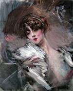 Boldini, Giovanni - Portrait of young lady with white hair ribbon