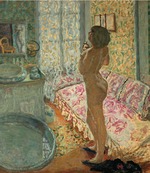 Bonnard, Pierre - The Dressing Room with Pink Sofa (Female Nude in Backlight)