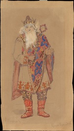 Vasnetsov, Viktor Mikhaylovich - Tsar Berendey. Costume design for the theatre play Snow Maiden by Alexander Ostrovsky