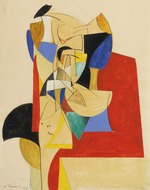 Rodchenko, Alexander Mikhailovich - Circle and line composition non representational construction of projected and painted surfaces of a complex composition with co