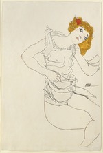 Schiele, Egon - Blond Girl in Underwear