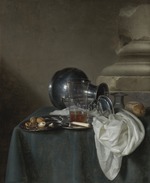 Luttichuys, Simon - Still Life with a Pewter Jug, a glass of ale, a salt cellar and a bread roll